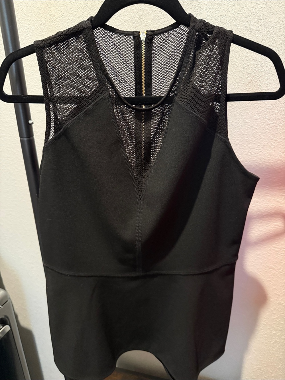 RACHEL Rachel Roy Black Mesh-Trim Sleeveless Blouse